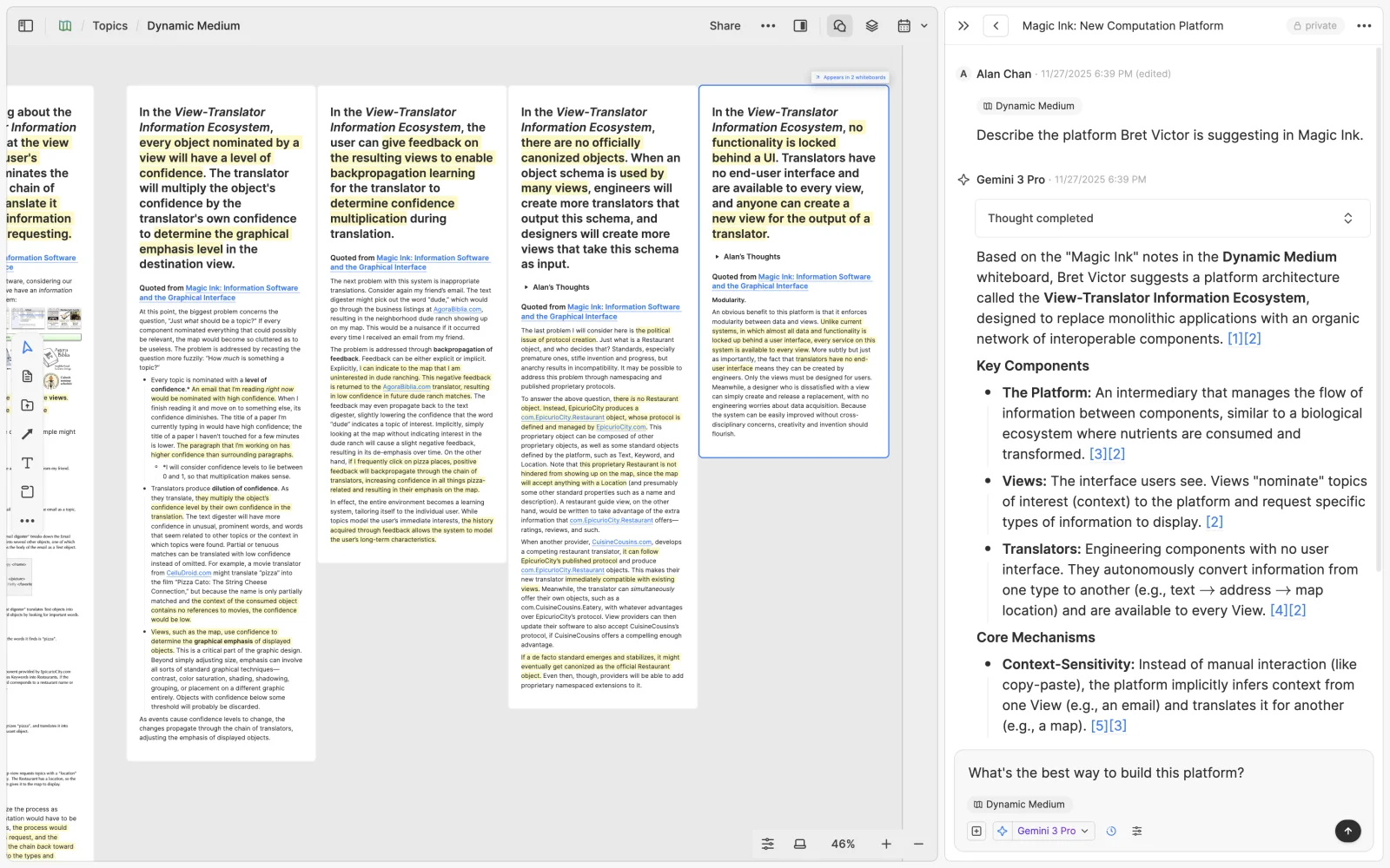Dynamic Medium notes and AI discussion